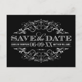  Zwart Wit Bloeiende Bruiloft Save the Date Aankondigingskaart (Voorkant)