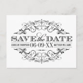  Zwart Wit Bloeiende Bruiloft Save the Date Aankondigingskaart (Voorkant)