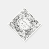 Zwart wit bloem bruiloft monogram papier servetten (Hoek)