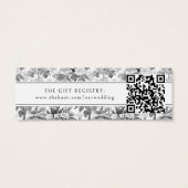 Zwart wit bloem bruiloft QR register insert kaart (Achterkant)