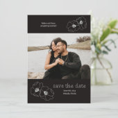 Zwart-Wit Bloem Foto Save The Date Kaart (Staand voorkant)