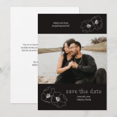 Zwart-Wit Bloem Foto Save The Date Kaart (Voorkant / Achterkant)