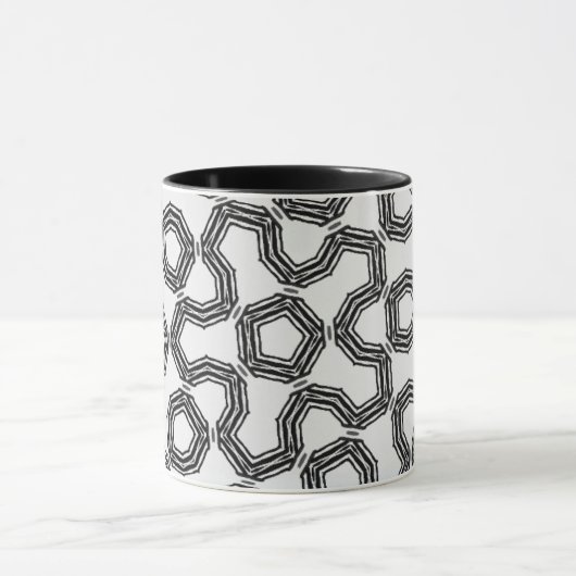 Zwart-wit bloem gepersonaliseerd Abstract Mok (Midden)