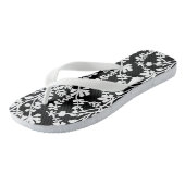 Zwart-wit bloem herhalend patroon teenslippers (Schuin)