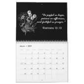 ZWART-WIT BLOEM KUNST LIJN BIJBEL VERS KALENDER (Mar 2027)