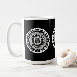 Zwart-Wit Bloem Mandala Mok