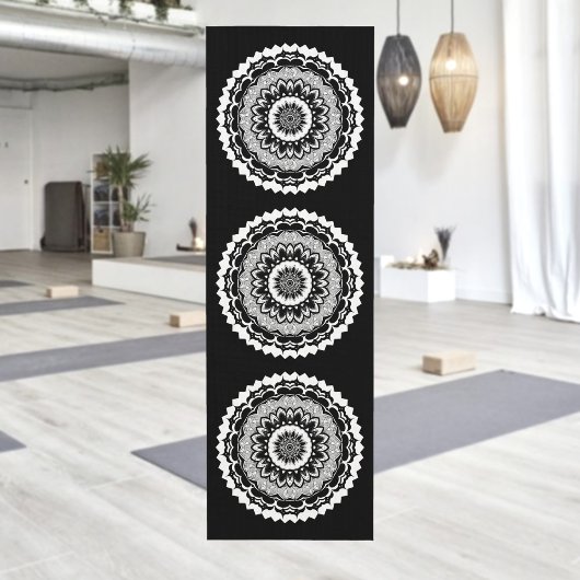 Zwart-Wit Bloem Mandala Yoga Mat