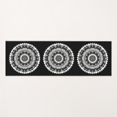 Zwart-Wit Bloem Mandala Yoga Mat (Voorkant (horizontaal))