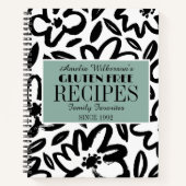 Zwart-wit bloem modern recept notitieboek (Voorkant)