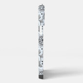 Zwart-wit bloem naadloos patroon met naam iPhone hoesje (Rechterkant)