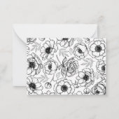 Zwart Wit Bloem Naam Monogram Notitiekaartje (Achterkant)