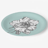 Zwart & Wit Bloem op aqua Papier Bord (Gekanteld)