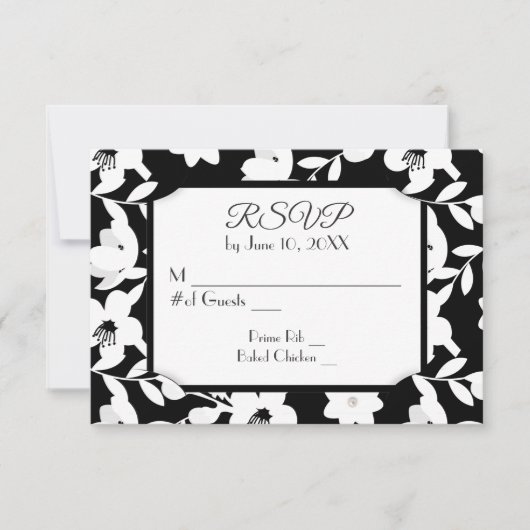 Zwart-Wit Bloem RSVP (Voorkant)