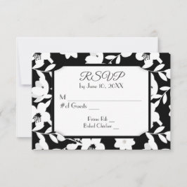 Zwart-wit bloem RSVP Kaartje
