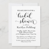 Zwart-wit bloem typografie bruidsdouche, b kaart (Voorkant)