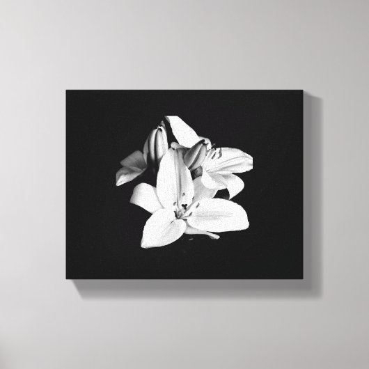 Zwart & Wit Bloem Uitgerekt Canvas Print (Voorkant)