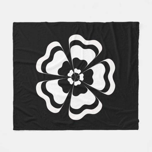 Zwart Wit Bloem Vorm Monogram Fleece Deken (Voorkant (Horizontaal))
