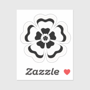 Zwart Wit Bloem Vorm Monogram Sticker