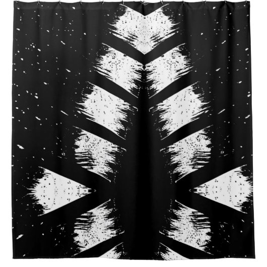 Zwart-wit Bloemblad Douchegordijn (Voorkant)