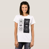 Zwart-Wit Bloemcontrast Kunst | Minimalistisch T-shirt (Voorkant volledig)