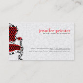 Zwart & Wit Bloemdamast met Antieke Stoel 2 Visitekaartje (Achterkant)