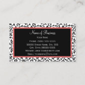 Zwart-wit bloemdamast met roze boog visitekaartje (Achterkant)