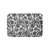 Zwart-wit bloemdamast patroon badmat (Voorkant)