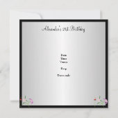 Zwart-wit Bloemen 21ste Verjaardagsfeest Kaart (Achterkant)