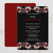 Zwart-wit bloemen 50ste huwelijksverjaardag kaart (Voorkant / Achterkant)