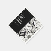 Zwart Wit Bloemen 80e Verjaardag Servet (Hoek)