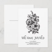 Zwart-wit  Bloemen | Adreswijziging Aankondigingskaart (Voorkant / Achterkant)
