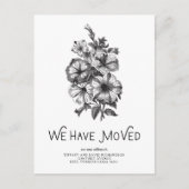Zwart-wit  Bloemen | Adreswijziging Aankondigingskaart (Voorkant)