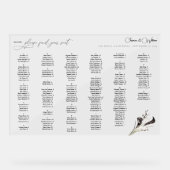 Zwart & Wit Bloemen Alfabetische Zitkaart LG Acryl Bord (Voorkant)