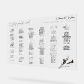 Zwart & Wit Bloemen Alfabetische Zitkaart LG Acryl Bord (Hoek)