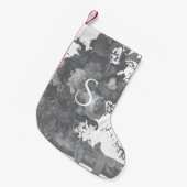 Zwart-wit bloemen artistiek gepersonaliseerd kleine kerstsok (Voorkant (Hangend))