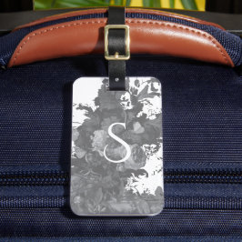 Zwart-wit Bloemen Artistieke Gepersonaliseerde Gif Bagagelabel
