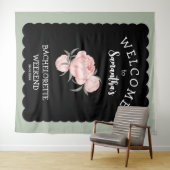 Zwart-wit Bloemen Bachelorette Party Wandkleed (In Situ (horizontaal))