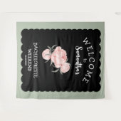 Zwart-wit Bloemen Bachelorette Party Wandkleed (Voorkant (horizontaal))