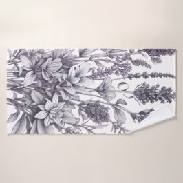 Zwart-wit bloemen bad handdoek