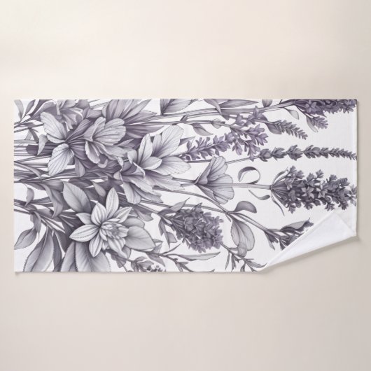 Zwart-wit bloemen bad handdoek (Badhanddoek)