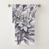 Zwart-wit bloemen bad handdoek (Insitu)