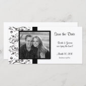 Zwart-wit Bloemen Bewaar de Datum Foto Kaarten (Voorkant / Achterkant)