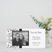 Zwart-wit Bloemen Bewaar de Datum Foto Kaarten (Staand voorkant)