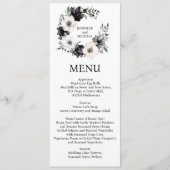 Zwart-wit Bloemen Bloemen Menu Huwelijksmenu (Voorkant)