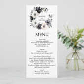 Zwart-wit Bloemen Bloemen Menu Huwelijksmenu (Staand voorkant)