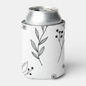 Zwart-wit Bloemen Boho Bruiloft Blikjeskoeler (Blikje Voorkant)