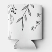 Zwart-wit Bloemen Boho Bruiloft Blikjeskoeler (Achterkant)