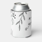 Zwart-wit Bloemen Boho Bruiloft Blikjeskoeler (Blikje Achterkant)