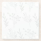 Zwart-wit Bloemen Boho Bruiloft Glazen Onderzetter (Achterkant)