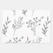 Zwart-wit Bloemen Boho Bruiloft Inpakpapier Vel (Voorkant 2)